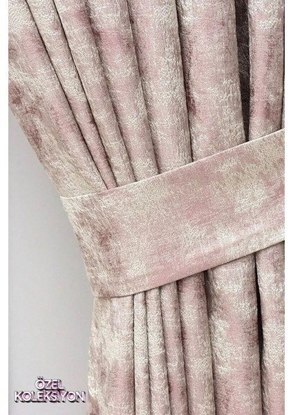 Fon Perde Royal Desen, Yeni Sezon, Pileli, Kırışmaz, Pudra, Özel Koleksiyon (Tek Kanat)