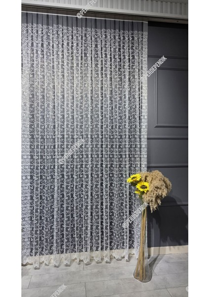 Tül Perde Kırık Beyaz Ekru Çiçek Desenli Işlemeli Salon Mutfak Kısa Petek Üstü Kırışmaz Sık Pileli modelleri