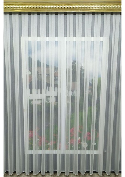 Lüks Kanada Tül Perde - Çizgili, Gramajlı, Ütü Gerektirmez, Orta Pileli, Kırışmaz Tül Perde fırsatları