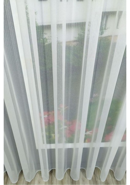 Lüks Kanada Tül Perde - Çizgili, Gramajlı, Ütü Gerektirmez, Orta Pileli, Kırışmaz Tül Perde