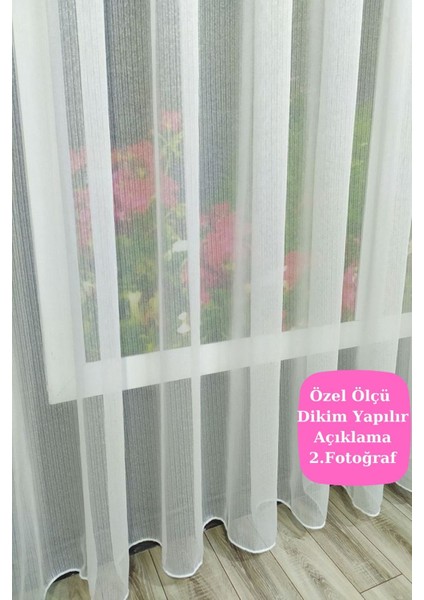 Lüks Kanada Tül Perde - Çizgili, Gramajlı, Ütü Gerektirmez, Orta Pileli, Kırışmaz Tül Perde