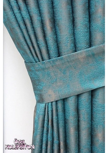 Fon Perde Royal Desen, Yeni Sezon, Pileli, Kırışmaz, Turkuaz, Özel Koleksiyon (Tek Kanat)