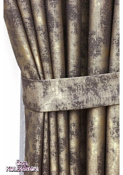 Fon Perde Royal Desen, Yeni Sezon, Pileli, Kırışmaz, Sarı Lacivert, Özel Koleksiyon (Tek Kanat)