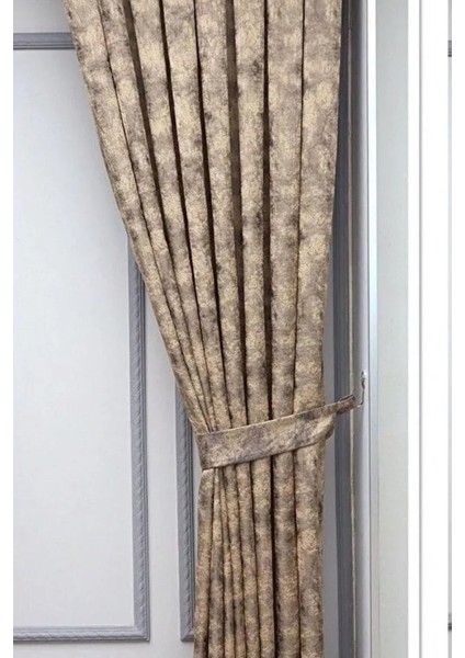 Fon Perde Royal Desen, Yeni Sezon, Pileli, Kırışmaz, Koyu Bej, Özel Koleksiyon (Tek Kanat) modelleri