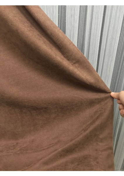 Ada Fonluk Kahverengi Tek Kanat 1/3 Sık Pile - Her Odaya Uygun Lüks Fon Perde