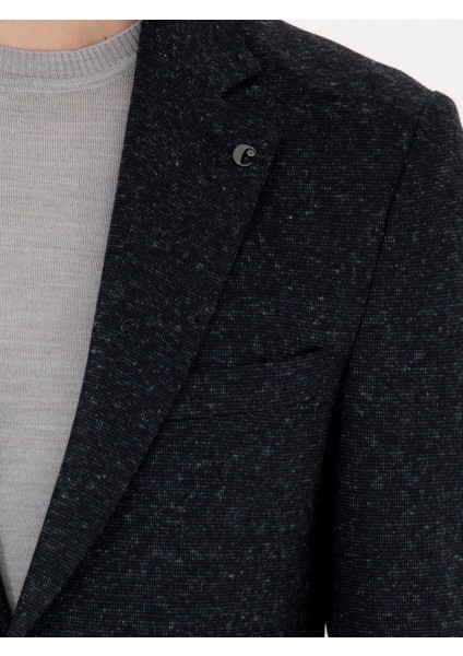 Erkek Lacivert Slim Fit Yün Karışımlı Klasik Ceket 50273666-VR033