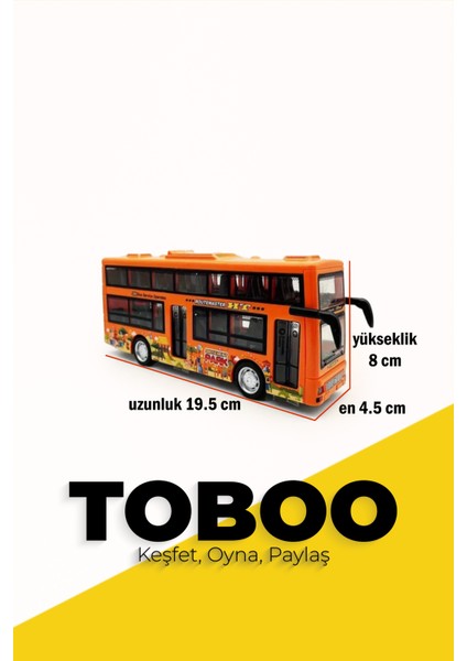 2 Katlı Sesli & Işıklı Oyuncak Otobüs – 19,5×4,5×8 Cm, Metal & Plastik Detaylı modelleri