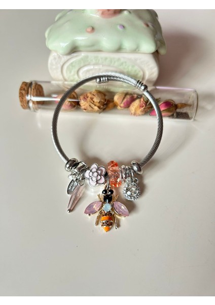 Arı Figürlü Silver Charm Bileklik | Sallantılı & Paslanmaz Çelik Model fiyatları