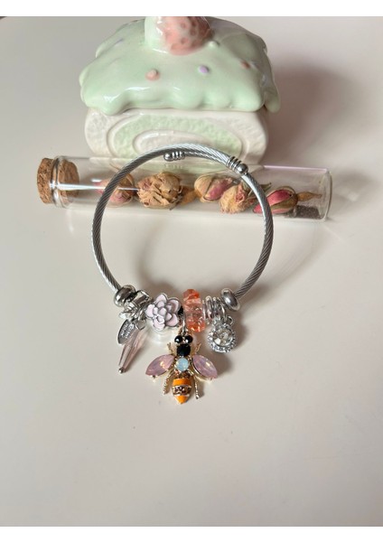 Arı Figürlü Silver Charm Bileklik | Sallantılı & Paslanmaz Çelik Model modelleri