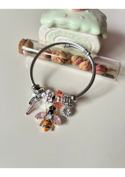 Arı Figürlü Silver Charm Bileklik | Sallantılı & Paslanmaz Çelik Model indirimleri