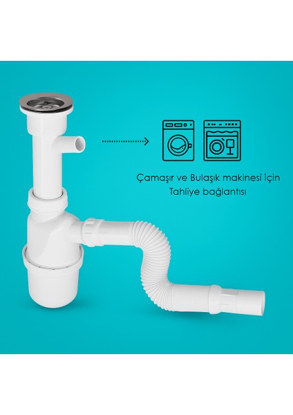 Koku Önleyici Çamaşır Makinesi Girişli Taslı Sifon - Dayanıklı ve Verimli Su Drenajı fiyatları