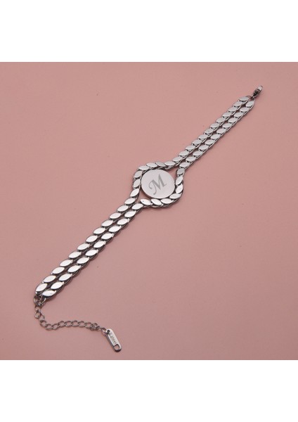 Design Kadın Çelik Bileklik Kişiye Özel Harfli Takı Hediyelik Aksesuar