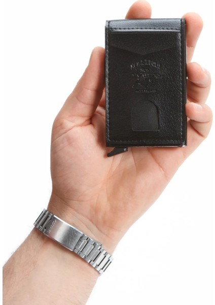 Rfid Özellikli Dik Kapaklı Mekanizmalı Cüzdan Kartlık -Suni Deri