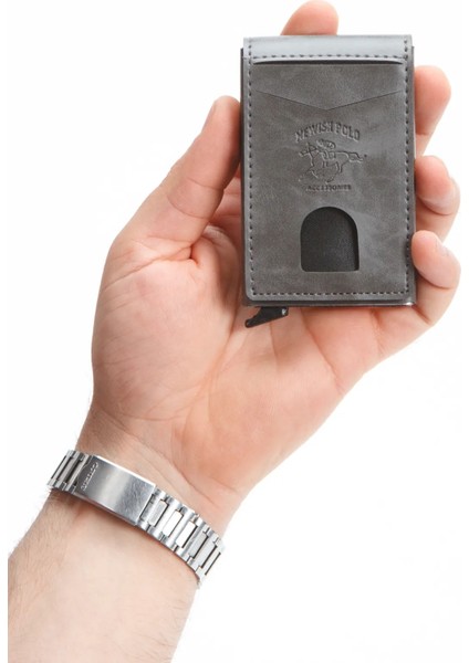 Rfid Özellikli Dik Kapaklı Mekanizmalı Cüzdan Kartlık -Suni Deri