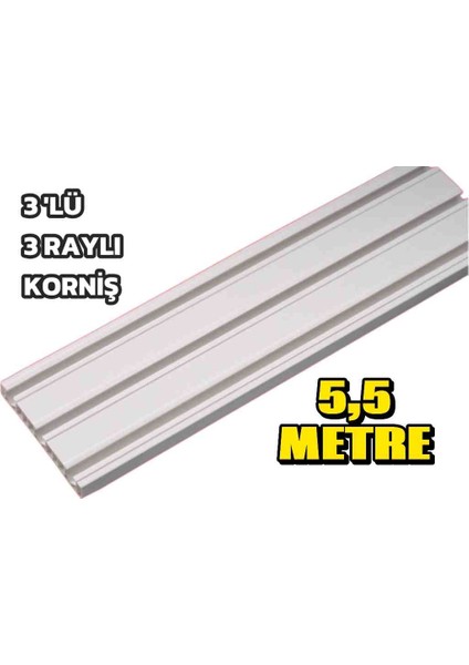 3 Raylı Korniş Perde Rayı 5,5 Metre Kaliteli Sağlam Ambalaj