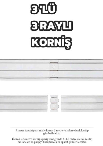 3 Raylı Korniş Perde Rayı 5,5 Metre Kaliteli Sağlam Ambalaj modelleri