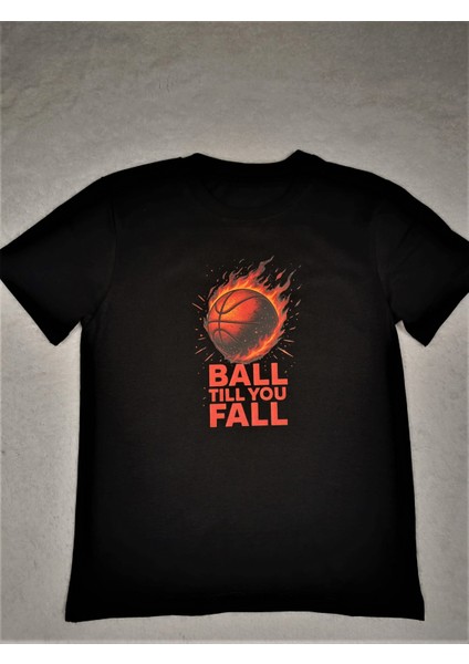 Basketbol Topu Baskılı Pamuklu Unisex Çocuk Tişörtü