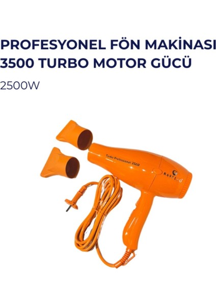 Saç Kurutma & Profesyonel Fön Makinası Turuncu 2500W