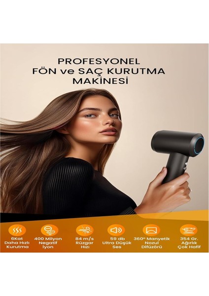 X116 Ultra Iyonlu Saç Kurutma Makinesi Ultra Sessiz ve Hızlı Kurutma (Siyah)