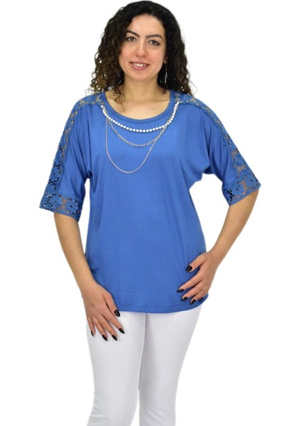 Kadın Kısa Kol Baskılı Bluz BGL-ST04708