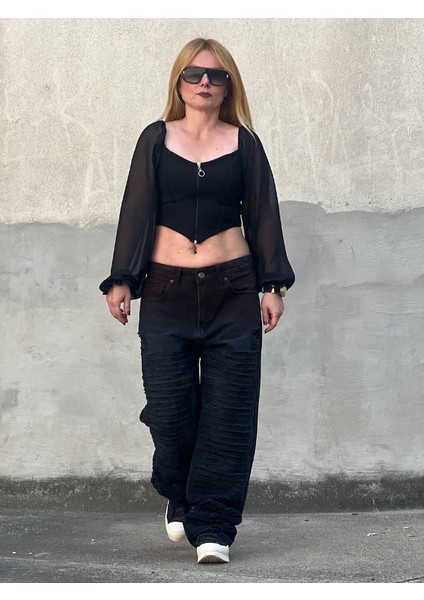 Özel Tasarım Custom Baggy Kadın Jeans Pantolon