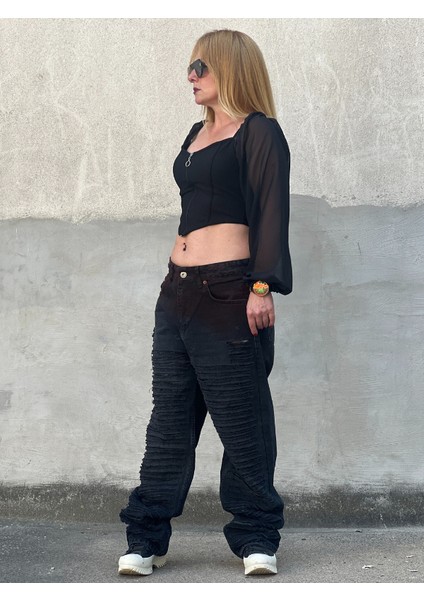 Özel Tasarım Custom Baggy Kadın Jeans Pantolon fırsatları