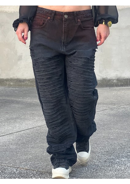 Özel Tasarım Custom Baggy Kadın Jeans Pantolon
