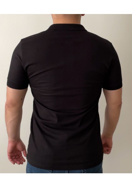 Siyah Polo Yaka Erkek T-Shirt %100 Pamuk, Minimal Stil, Gömlek Yaka Formu fiyatları