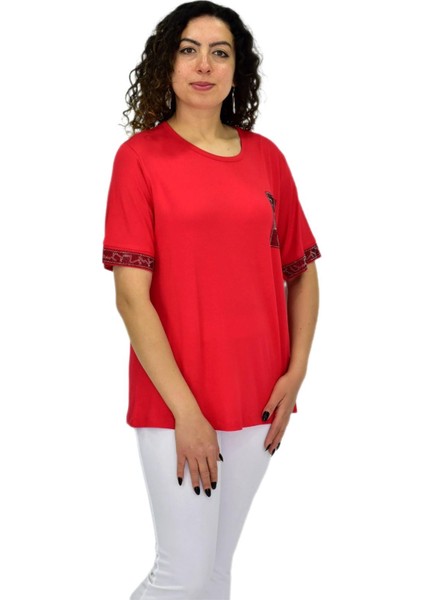 Kadın Kısa Kol Taşlı Bluz BGL-ST04709 modelleri