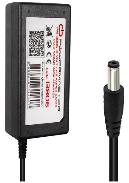 Powermaster PM-13806 10 Volt - 4.2 Amper 5.5*2.5 mm Uçlu Yazar Kasa Adaptör