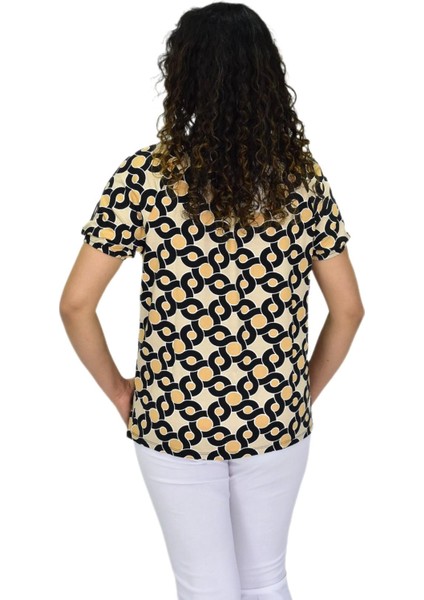 Kadın Kısa Kol Baskılı Bluz BGL-ST04700 fırsatları