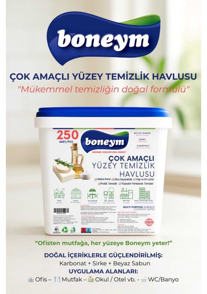 Islak Yüzey Temizlik Havlusu Hijyenik 4 Adet Kova Boneym