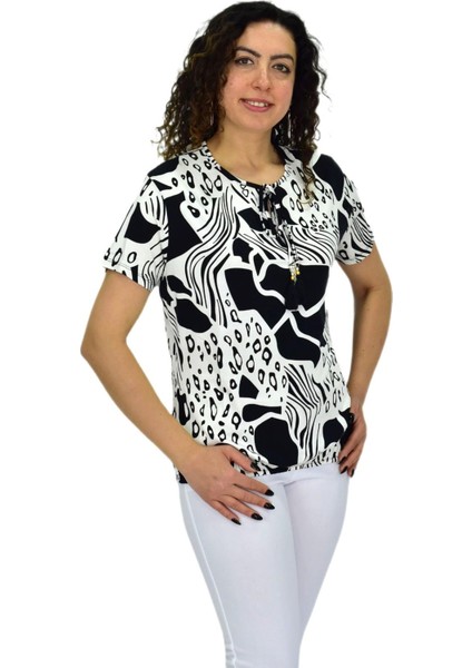 Kadın Kısa Kol Baskılı Bluz BGL-ST04701 modelleri