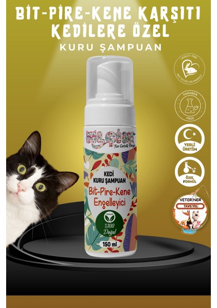 Kedilere Özel Koruyucu Kuru Şampuan, Bit Pire Parazit Kene Uzaklaştırıcılı