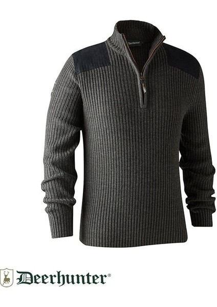 Rogaland Yarım Fermuarlı Gri Kazak S