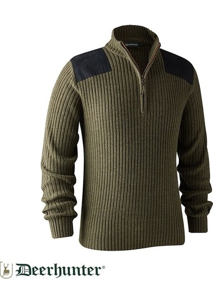 Rogaland Yarım Fermuarlı Yeşil Kazak 2xl