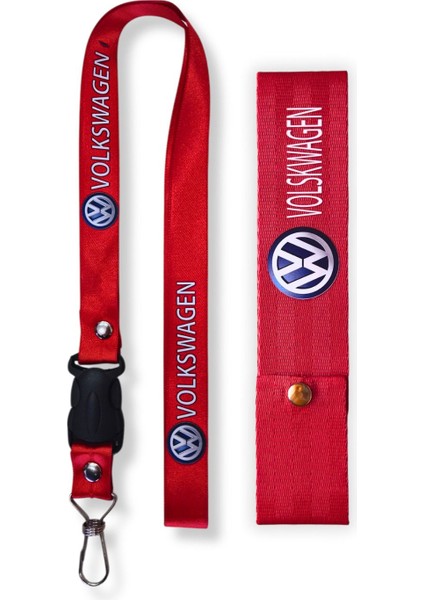 Volkswagen Kırmızı Oto Ayna Askısı & Anahtarlıklı Ayna Ipi / Kırmızı Oto Tampon Dili & Çeki Ipi