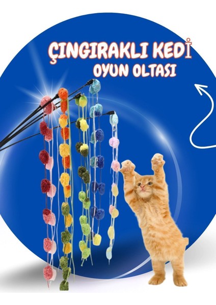 Çıngıraklı Kedi Oyun Oltası 50 cm 1 Adet