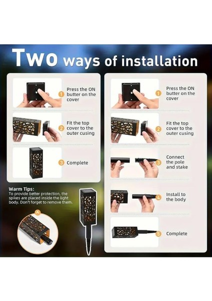 2 Adet Solar Bahçe Çim Saksı Lamba Güneş Enerjili Sarı Işık Teras Balkon Peyzaj Yolu Aydınlatma indirimleri