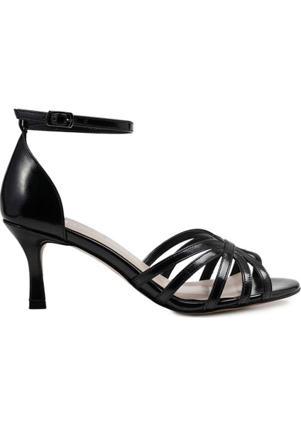 Lame Hakiki Deri Ince Topuklu Kadın Ayakkabı