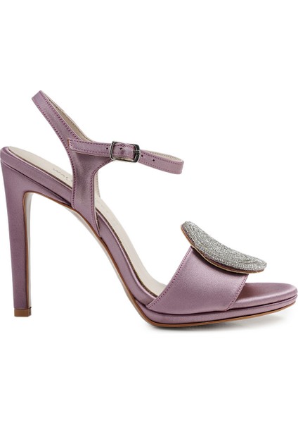 Lila Tekstil Ince Topuklu Kadın Ayakkabı