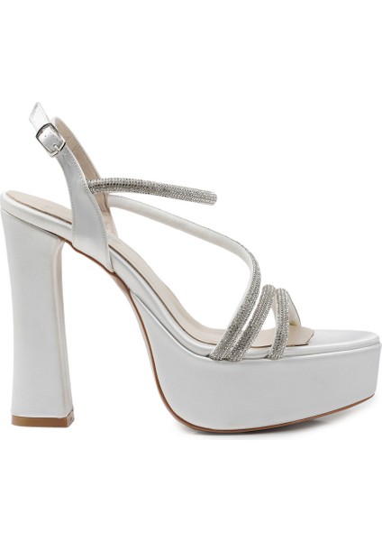 Bej Tekstil Platform Topuklu Kadın Ayakkabı