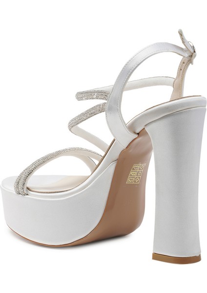 Bej Tekstil Platform Topuklu Kadın Ayakkabı modelleri