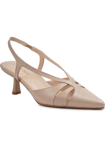 Bej Hakiki Deri Ince Topuklu Kadın Ayakkabı fiyatları