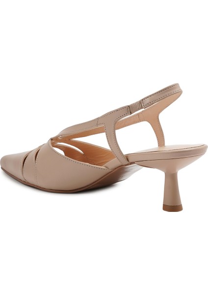 Bej Hakiki Deri Ince Topuklu Kadın Ayakkabı modelleri