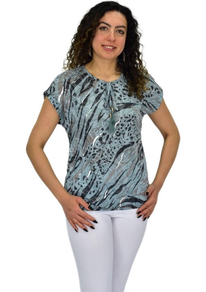 Kadın Kısa Kol Baskılı Bluz BGL-ST04706 modelleri