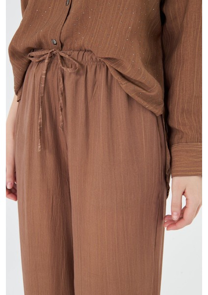 Beli Lastikli Çizgili Rayon Pantolon fiyatları