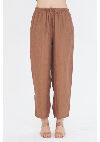 Beli Lastikli Çizgili Rayon Pantolon indirimleri