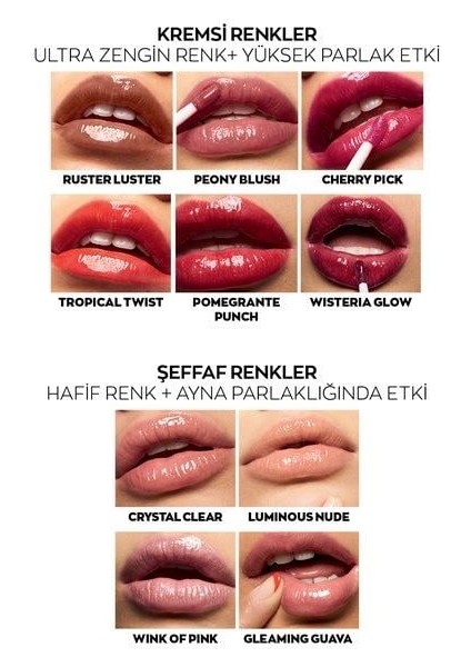 Ultra Colour Lip Gloss Besleyici Dudak Parlatıcısı modelleri