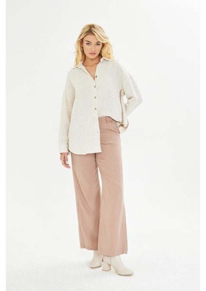 Elastik Bel Bol Paça Soft Pantolon - Mocha